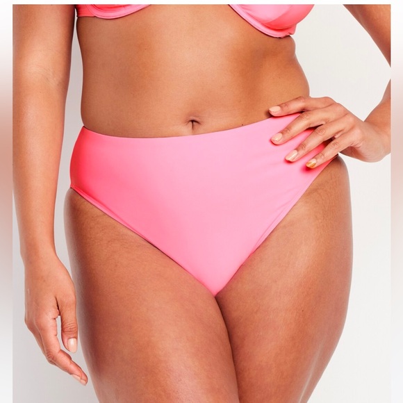 🆕 Old Navy Women’s Extra High-Waisted French-Cut Swim Bottoms Pink Edge Neon M - Picture 7 of 14